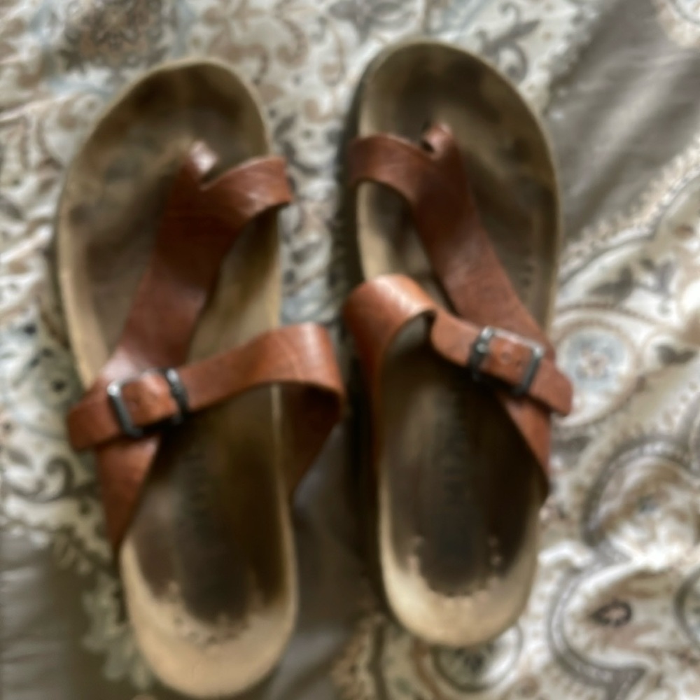 Mephisto Brown Leather Sandals